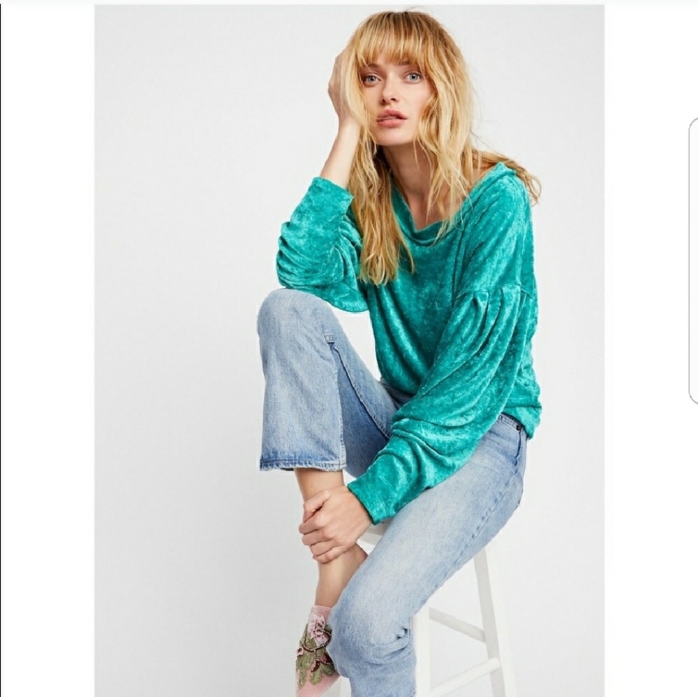 NWT Free People Crushed Velor Milan Pullover